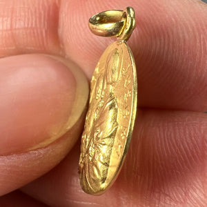 French Saint Joseph and Jesus 18K Yellow Gold Medal Pendant