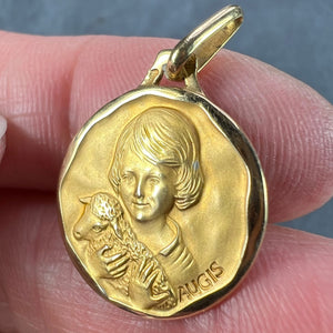 French Augis Saint John the Baptist Lamb 18K Yellow Gold Medal Pendant