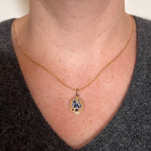 Load image into Gallery viewer, Little Girl Blue Dress 9 Karat Rose Gold Enamel Charm Pendant
