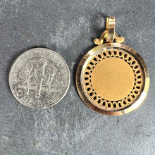 Load image into Gallery viewer, French Pierced Round 18K Yellow Gold Medal Pendant
