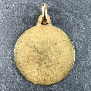 French Round Bricks 18K Yellow Gold Medal Pendant