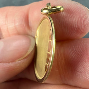 French Round Bricks 18K Yellow Gold Medal Pendant