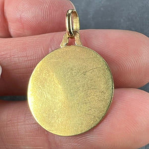 French Round Bricks 18K Yellow Gold Medal Pendant