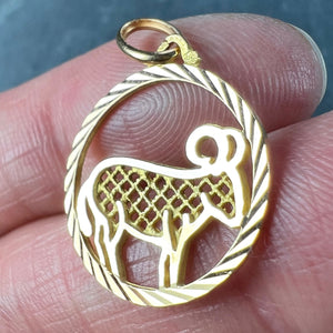 French Zodiac Capricorn Starsign 18K Yellow Gold Charm Pendant