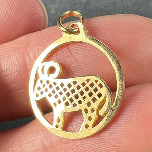 French Zodiac Capricorn Starsign 18K Yellow Gold Charm Pendant