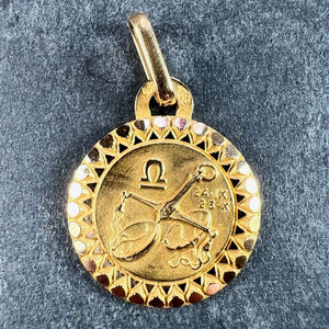 French Libra Zodiac Starsign 18K Yellow Gold Perroud Charm Pendant