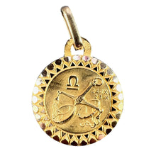 Load image into Gallery viewer, French Libra Zodiac Starsign 18K Yellow Gold Perroud Charm Pendant
