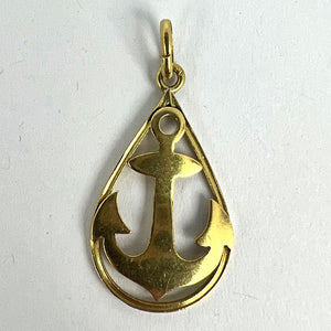 Ships Anchor 18K Yellow Gold Charm Pendant