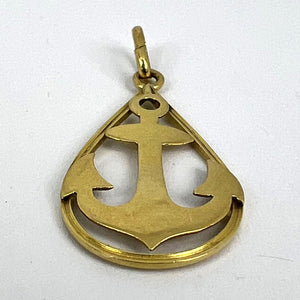 Ships Anchor 18K Yellow Gold Charm Pendant