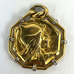 French Vernier Vercingetorix Gaul 18K White Yellow Gold Charm Pendant