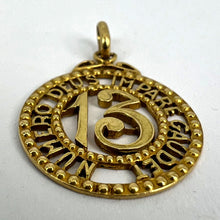 Load image into Gallery viewer, Lucky &#39;Number 13&#39; 18K Yellow Gold Good Luck Charm Pendant
