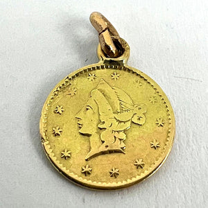 Yellow Gold 1852 California Half Dollar Coin Charm Pendant