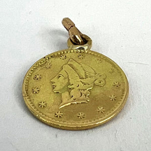 Yellow Gold 1852 California Half Dollar Coin Charm Pendant