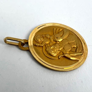 Vintage French Grun Perroud St Christopher 18K Yellow Gold Charm Pendant