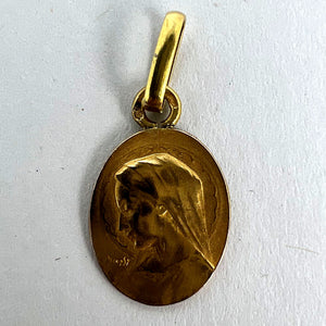 French Emile Dropsy Virgin Mary 18K Yellow Gold Medal Pendant Charm