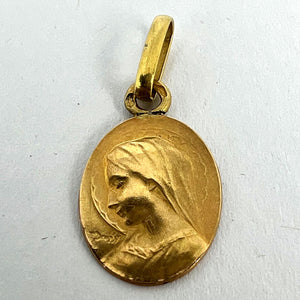 French Emile Dropsy Virgin Mary 18K Yellow Gold Medal Pendant Charm