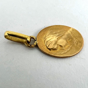 French Emile Dropsy Virgin Mary 18K Yellow Gold Medal Pendant Charm