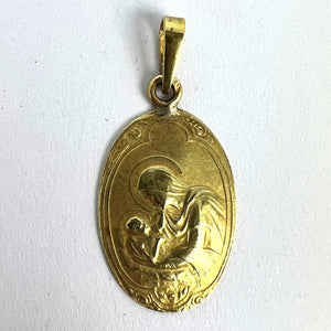 Arnault Art Nouveau French Madonna and Child 18K Yellow Gold Medal Pendant