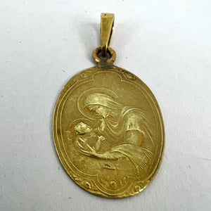 Arnault Art Nouveau French Madonna and Child 18K Yellow Gold Medal Pendant