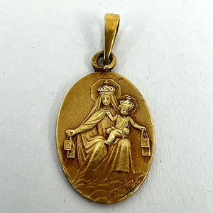 French Arnault Madonna and Child Sacred Heart 18K Yellow Gold Medal Pendant