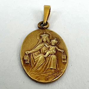 French Arnault Madonna and Child Sacred Heart 18K Yellow Gold Medal Pendant