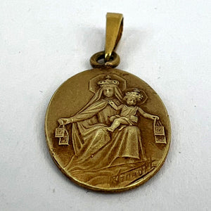 French Arnault Madonna and Child Sacred Heart 18K Yellow Gold Medal Pendant