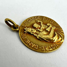 Load image into Gallery viewer, French Notre Dame de La Garde Marseille Madonna 18 Karat Yellow Gold Medal Charm Pendant
