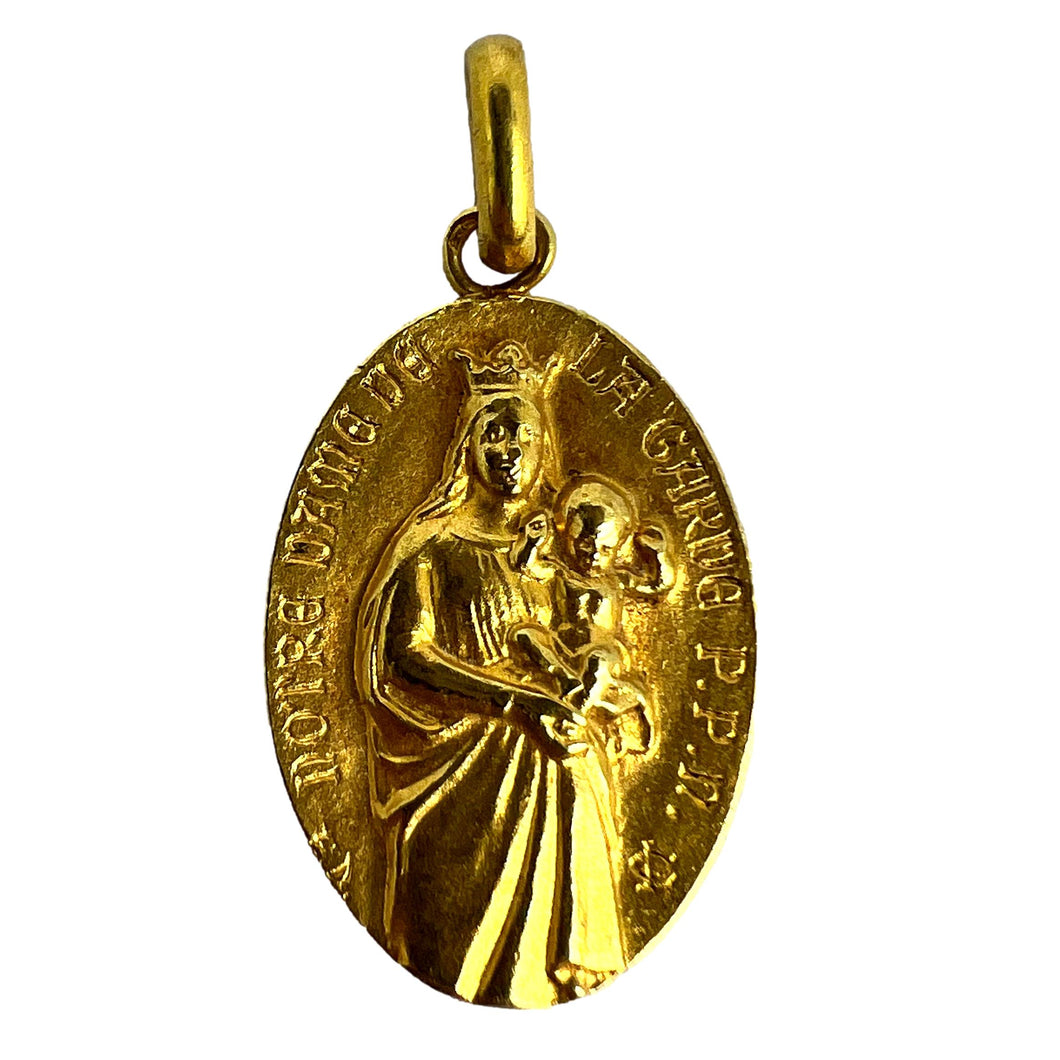 French Notre Dame de la Garde Marseilles 18 Karat Yellow Gold Charm Pendant