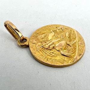 French St George and the Dragon 18K Yellow Gold Medal Pendant