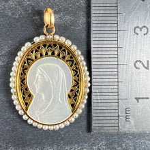 Load image into Gallery viewer, Vintage French 18K Yellow Gold Pearl Mother-of-Pearl Virgin Mary Charm Pendant
