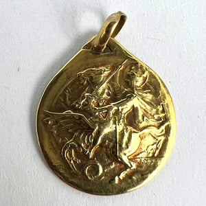 French Rasumny St George Tempestate Securitas 18K Yellow Gold Medal Pendant