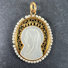 Load image into Gallery viewer, Vintage French 18K Yellow Gold Pearl Mother-of-Pearl Virgin Mary Charm Pendant
