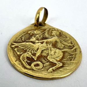 French Rasumny St George Tempestate Securitas 18K Yellow Gold Medal Pendant