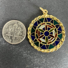 Load image into Gallery viewer, French Window Plique A Jour Enamel 18K Yellow Gold Pendant Medal
