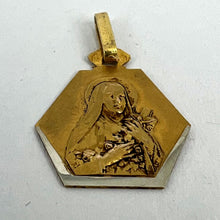 Load image into Gallery viewer, French Perriat St Therese 18K Yellow White Gold Charm Medal Pendant
