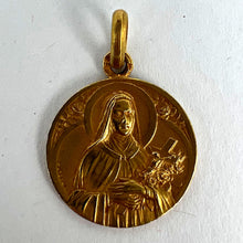 Load image into Gallery viewer, French Mazzoni 18K Yellow Gold St Therese Medal Charm Pendant
