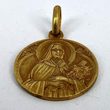 Load image into Gallery viewer, French Mazzoni 18K Yellow Gold St Therese Medal Charm Pendant
