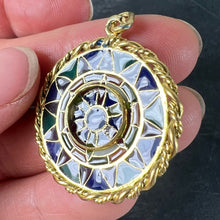 Load image into Gallery viewer, French Window Plique A Jour Enamel 18K Yellow Gold Pendant Medal
