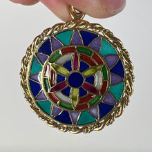 Load image into Gallery viewer, French Window Plique A Jour Enamel 18K Yellow Gold Pendant Medal
