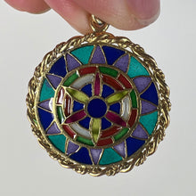 Load image into Gallery viewer, French Window Plique A Jour Enamel 18K Yellow Gold Pendant Medal
