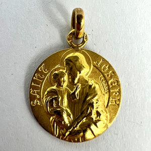 French Saint Joseph and Jesus 18K Yellow Gold Medal Pendant