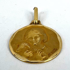 French Augis Saint John the Baptist Lamb 18K Yellow Gold Medal Pendant