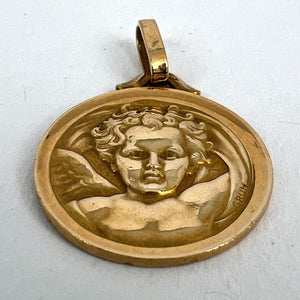 French Grun Raphael’s Cherub 18K Yellow Gold Medal Pendant