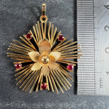 Load image into Gallery viewer, Vintage French Flower Sunburst 18K Yellow Gold Ruby Pendant Necklace
