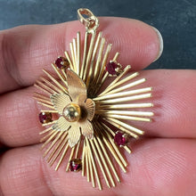 Load image into Gallery viewer, Vintage French Flower Sunburst 18K Yellow Gold Ruby Pendant Necklace

