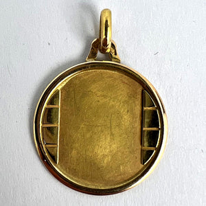 French Round Bricks 18K Yellow Gold Medal Pendant