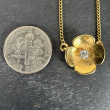 Load image into Gallery viewer, Vintage French Quatrefoil Flower 18K Yellow Gold Diamond Pendant Necklace
