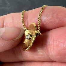 Load image into Gallery viewer, Vintage French Quatrefoil Flower 18K Yellow Gold Diamond Pendant Necklace
