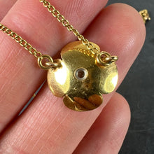 Load image into Gallery viewer, Vintage French Quatrefoil Flower 18K Yellow Gold Diamond Pendant Necklace

