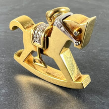 Load image into Gallery viewer, Al Angiolino &amp; Zogno Italian Large Rocking Horse 18K Yellow White Gold Diamond Pendant
